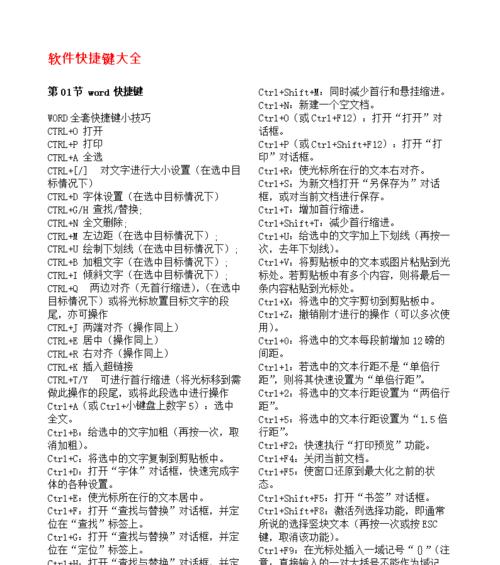 办公软件快捷键大全表——提高工作效率的必备利器（掌握办公软件快捷键）