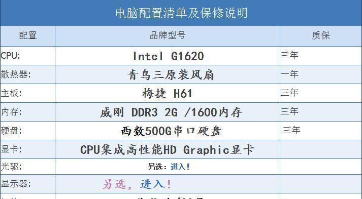 家用组装电脑配置清单图（DIY组装电脑攻略）
