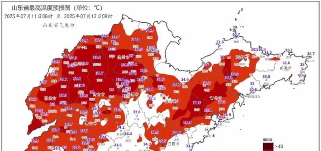 山东省降雨形势转变，高温天气全面来袭，具体分布如下地区