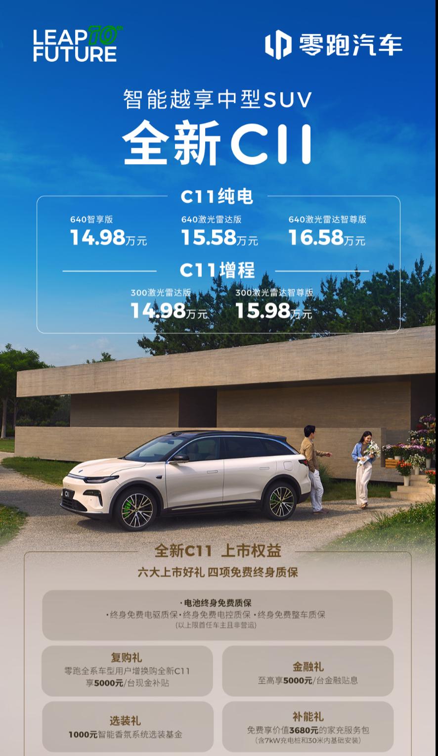 零跑全新 C11 焕新登场，14.98 万元继续领跑新能源 SUV